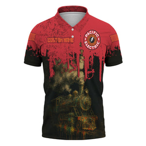 Railspirit Personalized Pacific Electric Railroad Polo Shirt Vintage Train Art Style Shirt For Locomotive Fans