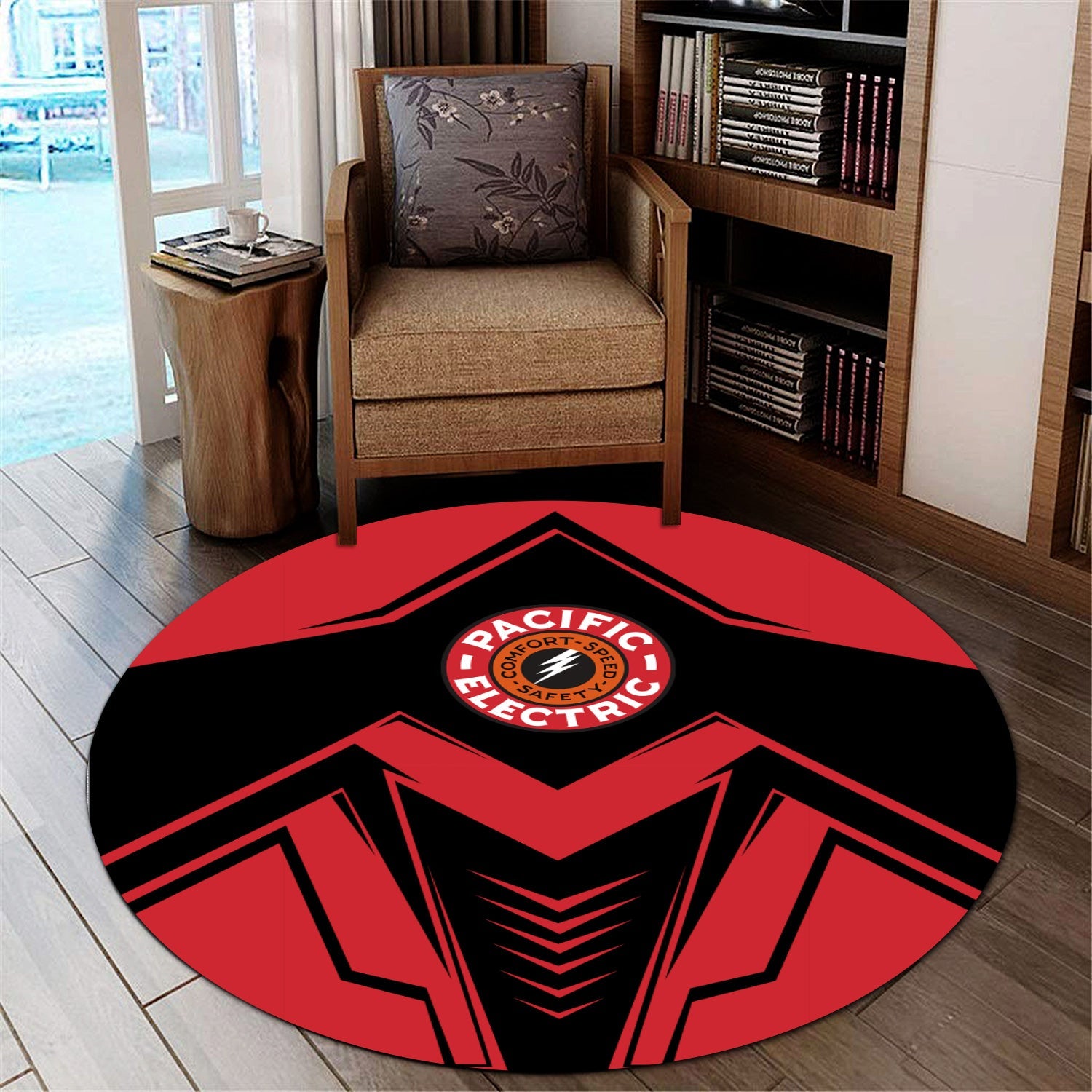 Railspirit Pacific Electric Railroad Round Mat Railway Trainspotter Style Mat Gift Idea For Foamers