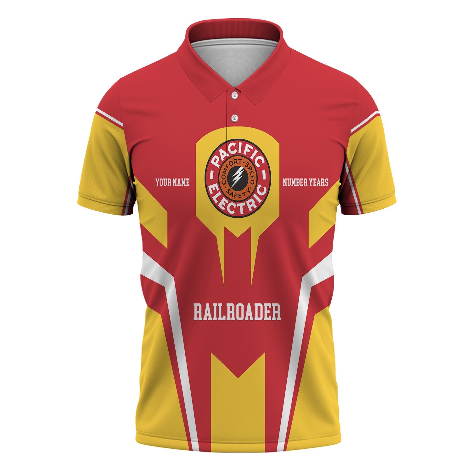 Railspirit Personalized Pacific Electric Railroad Polo Shirt Custom Year Railroader Shirt Gift Idea For Train Lover