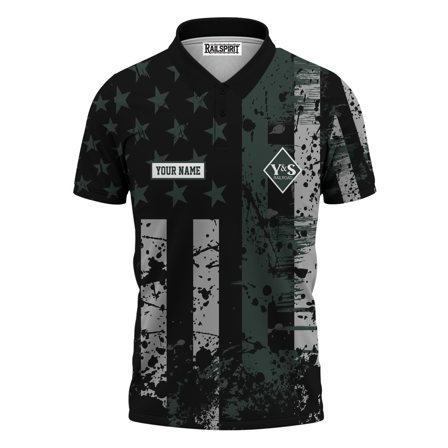 Railspirit Personalized Youngstown & Southern Railroad Polo Shirt Artistic Paint American Flag Style Train Shirt
