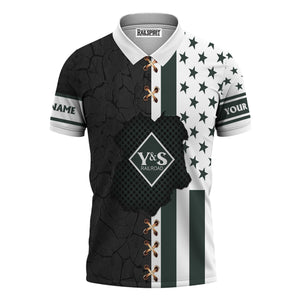 Railspirit Personalized Youngstown & Southern Railroad Polo Shirt American Flag with Crack Effect Train Shirt