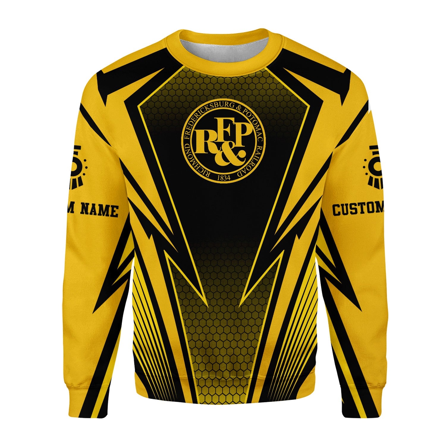 Railspirit Personalized Richmond, Fredericksburg And Potomac Railroad Sweatshirt Lightning Graphic Style Shirt Gift Idea For Train Lover