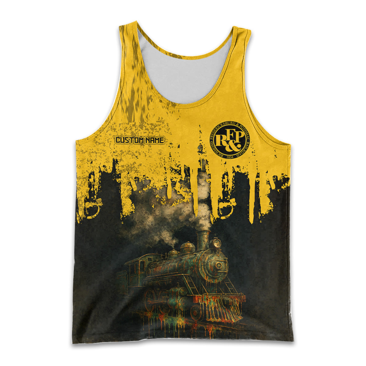 Railspirit Personalized Richmond, Fredericksburg And Potomac Railroad Men Tank Top Vintage Train Art Style Shirt For Locomotive Fans