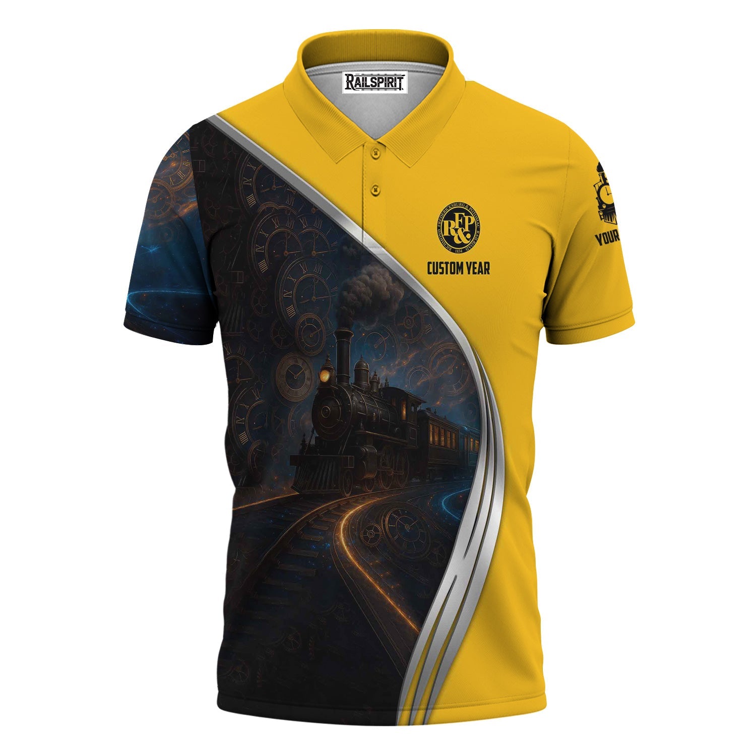 Railspirit Personalized Richmond, Fredericksburg And Potomac Railroad Polo Shirt Steampunk Locomotive with Custom Year Train Shirt