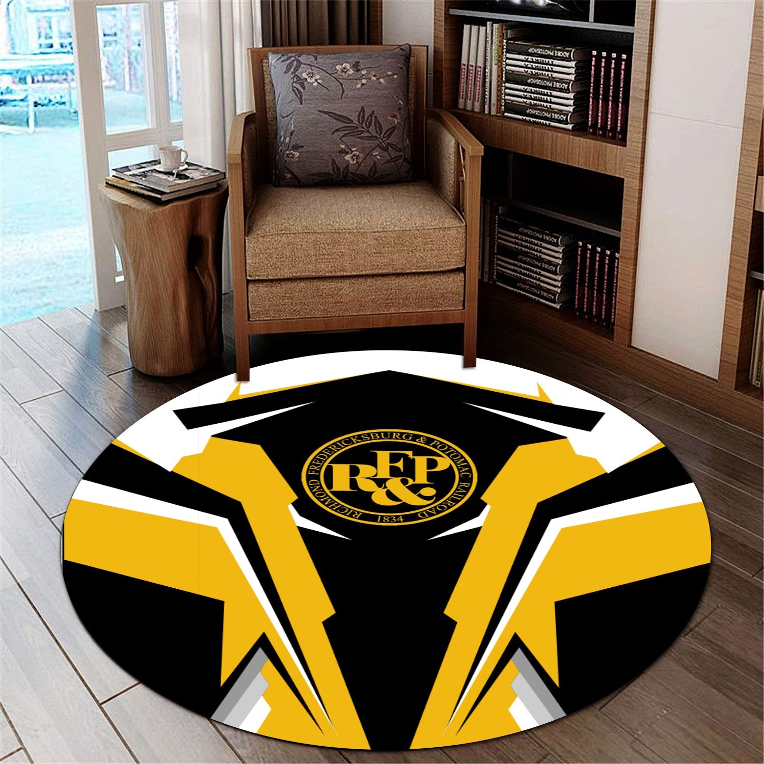 Railspirit Richmond, Fredericksburg And Potomac Railroad Round Mat Strong Line Style Rug All Over Print