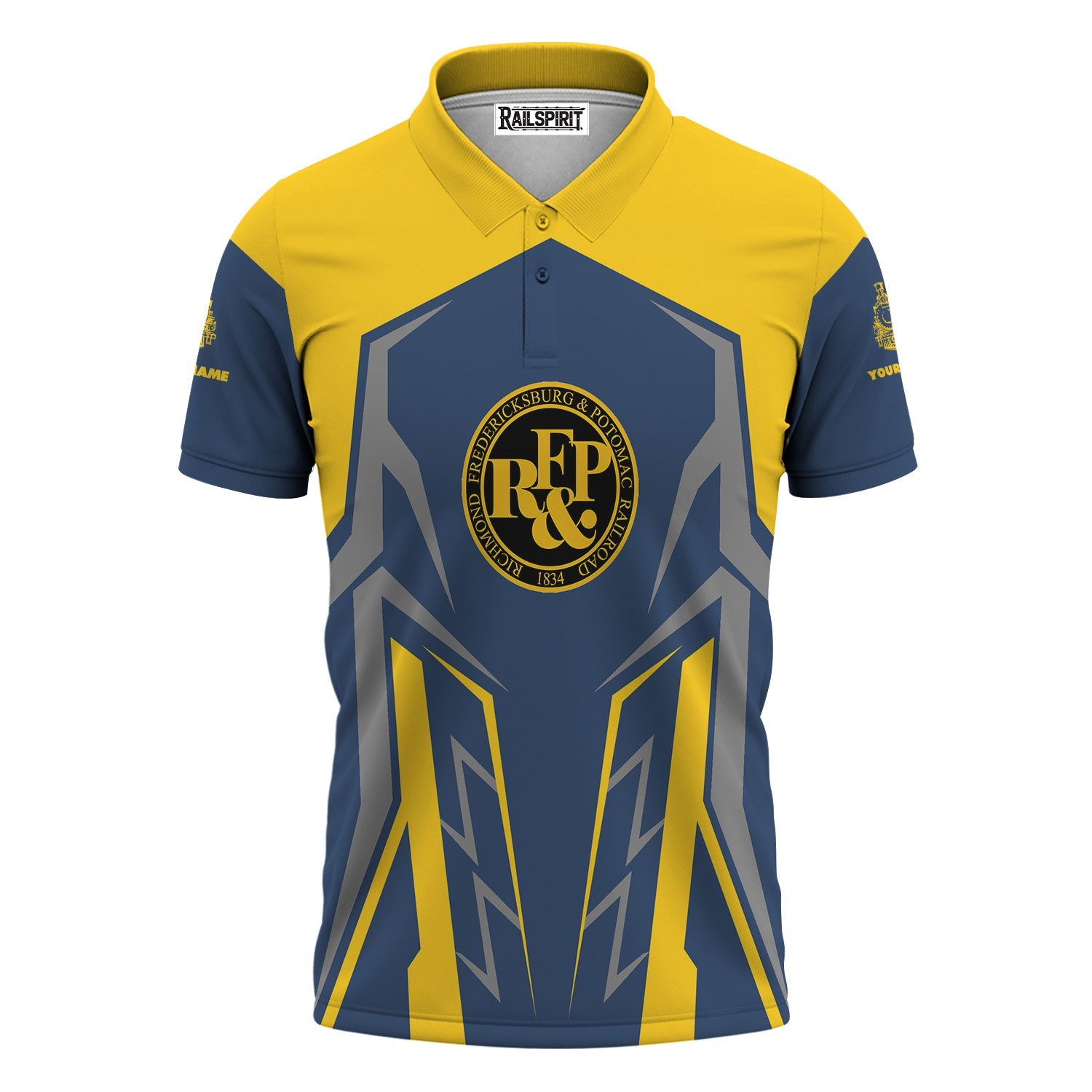 Railspirit Personalized Richmond, Fredericksburg And Potomac Railroad Polo Shirt Futuristic Design with Custom Job Train Shirt