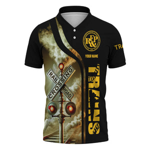 Railspirit Personalized Richmond, Fredericksburg And Potomac Railroad Polo Shirt Crossing Railroad Sign American Locomotive Train Shirt All Over Print
