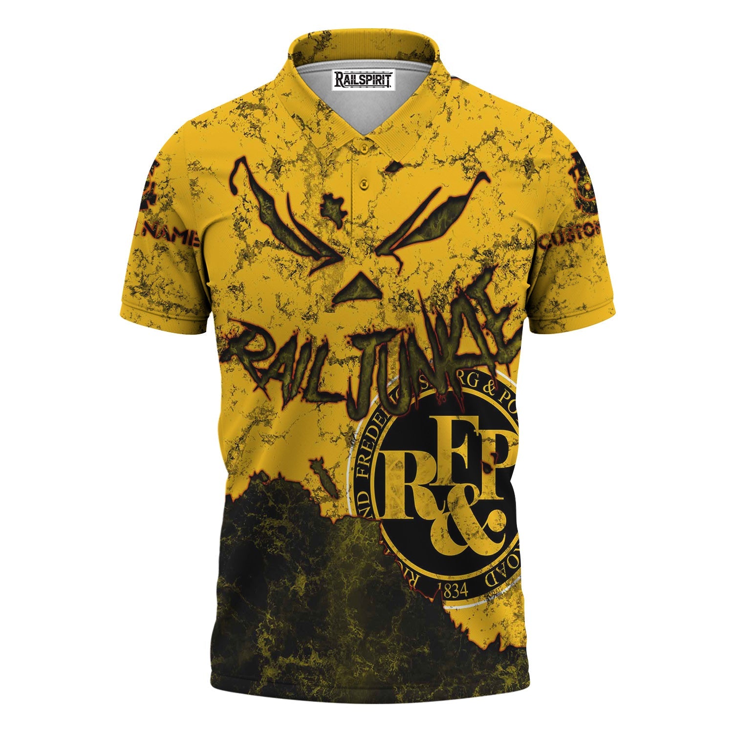 Railspirit Personalized Richmond, Fredericksburg And Potomac Railroad Polo Shirt Torn Graphic Style Train Shirt For Rail Junkie