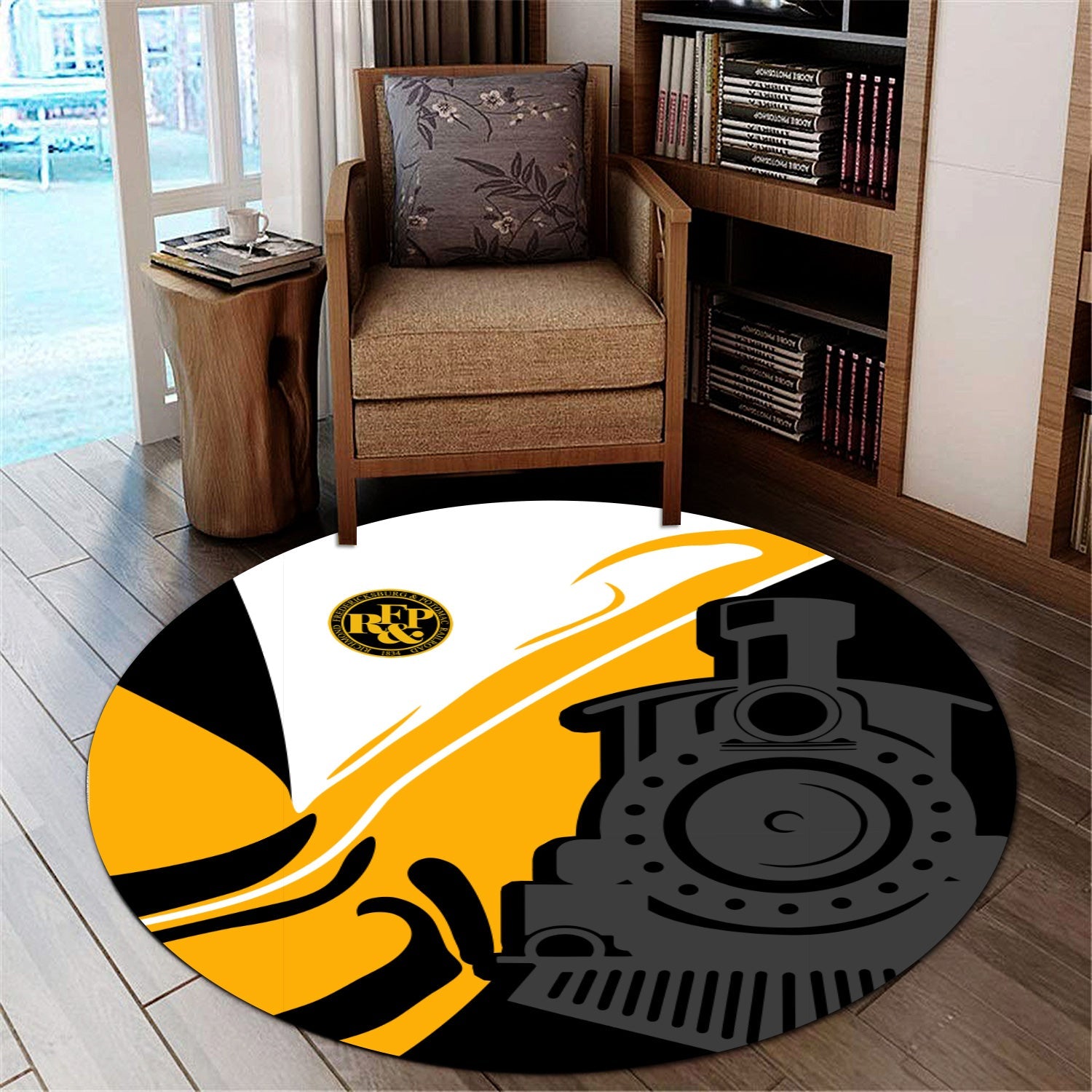 Railspirit Richmond, Fredericksburg And Potomac Railroad Round Mat Flame-Inspired Style Mat Gift Idea For Train Lovers