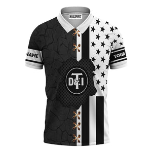 Railspirit Personalized Detroit Toledo And Ironton Railroad Polo Shirt American Flag with Crack Effect Train Shirt