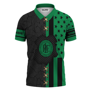 Railspirit Personalized Pittsburgh And Lake Erie Railroad Polo Shirt American Flag with Crack Effect Train Shirt