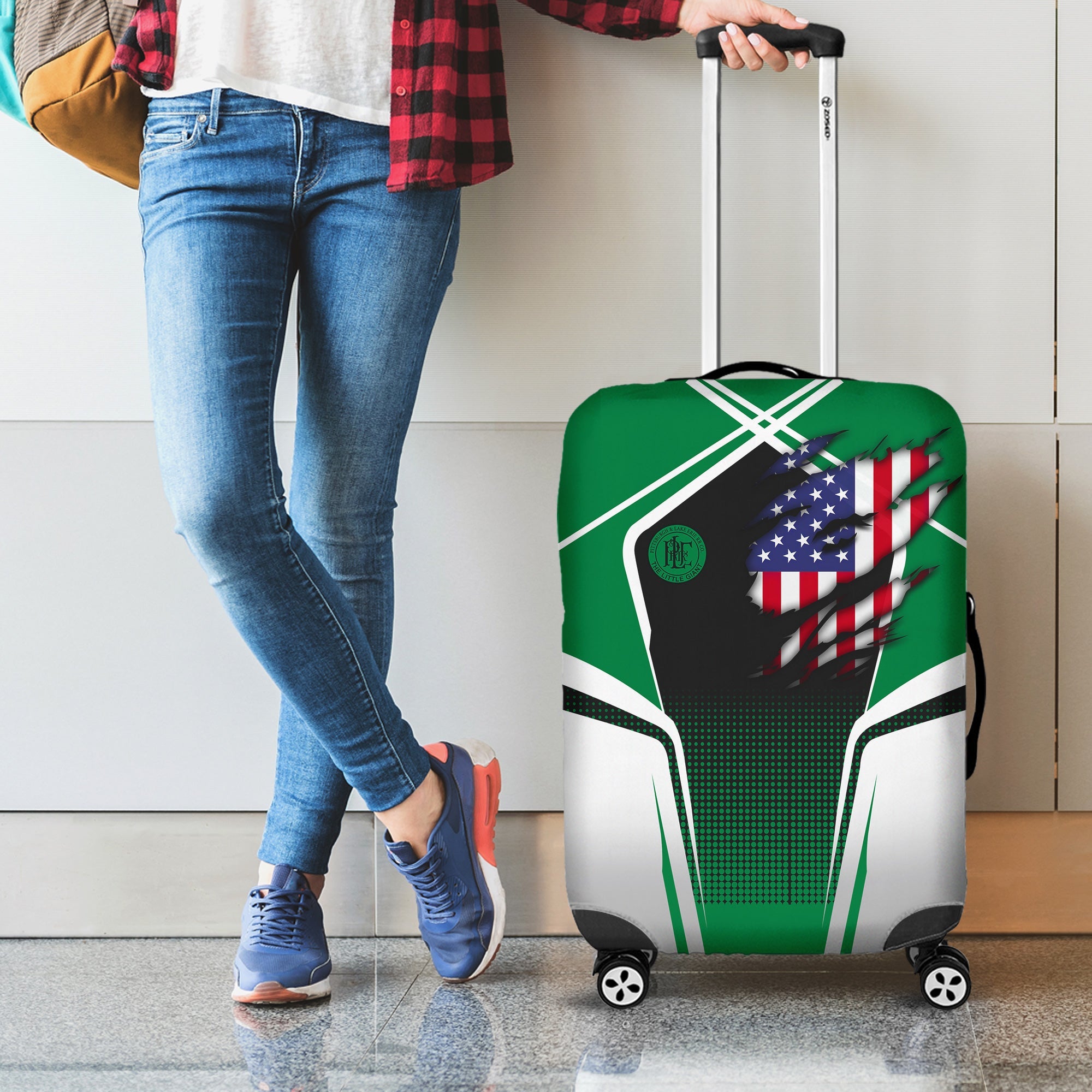 Railspirit Personalized Pittsburgh And Lake Erie Railroad Luggage Cover American Eagle Vintage Train Luggage Protection