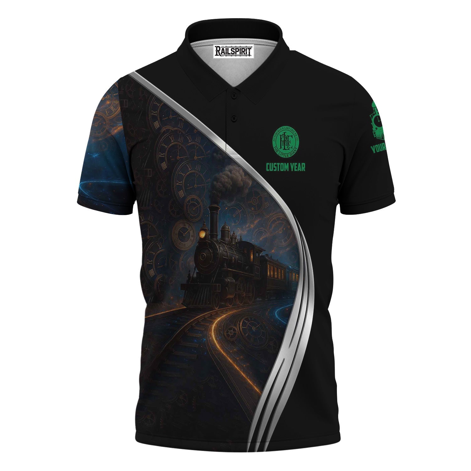 Railspirit Personalized Pittsburgh And Lake Erie Railroad Polo Shirt Steampunk Locomotive with Custom Year Train Shirt