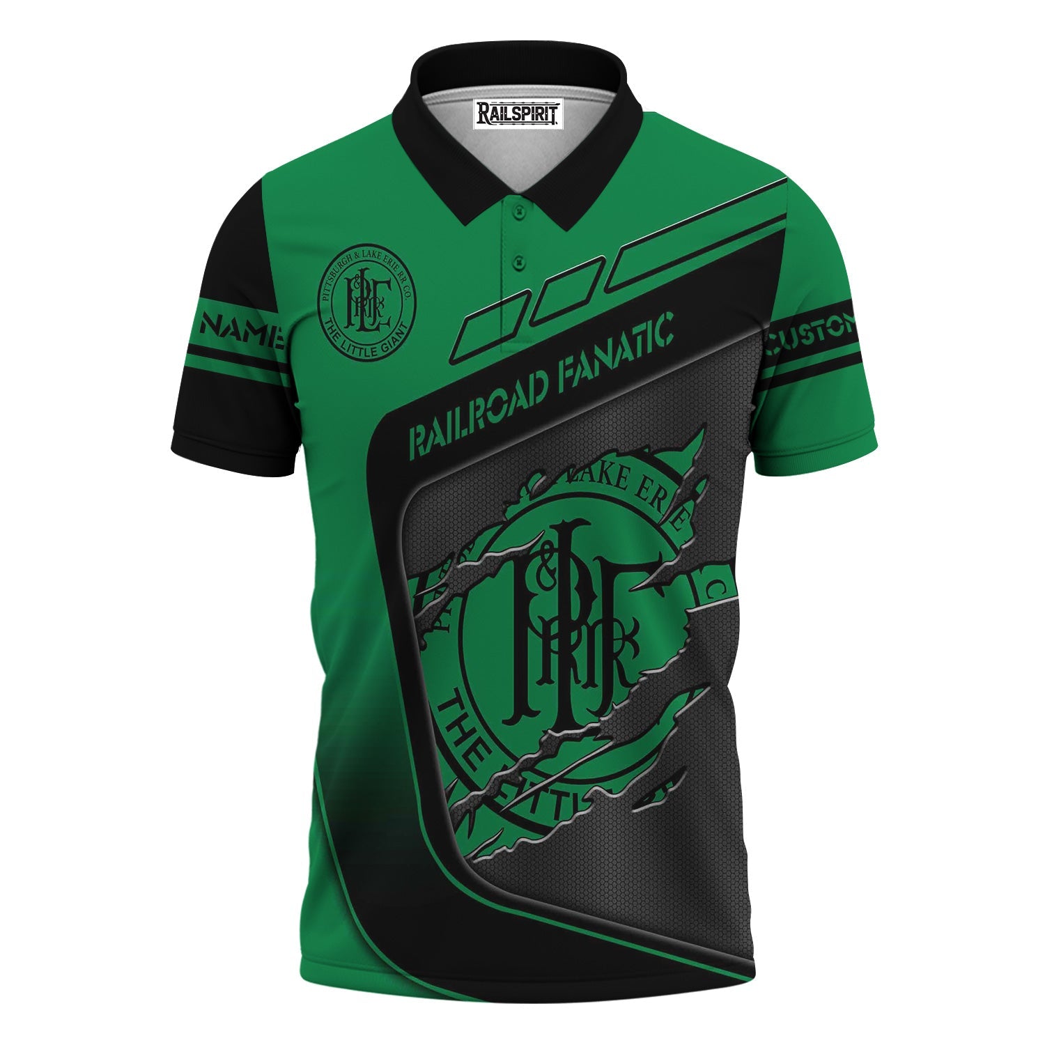 Railspirit Personalized Pittsburgh And Lake Erie Railroad Polo Shirt Ripped Texture Style Train Shirt For Railroad Fanatic