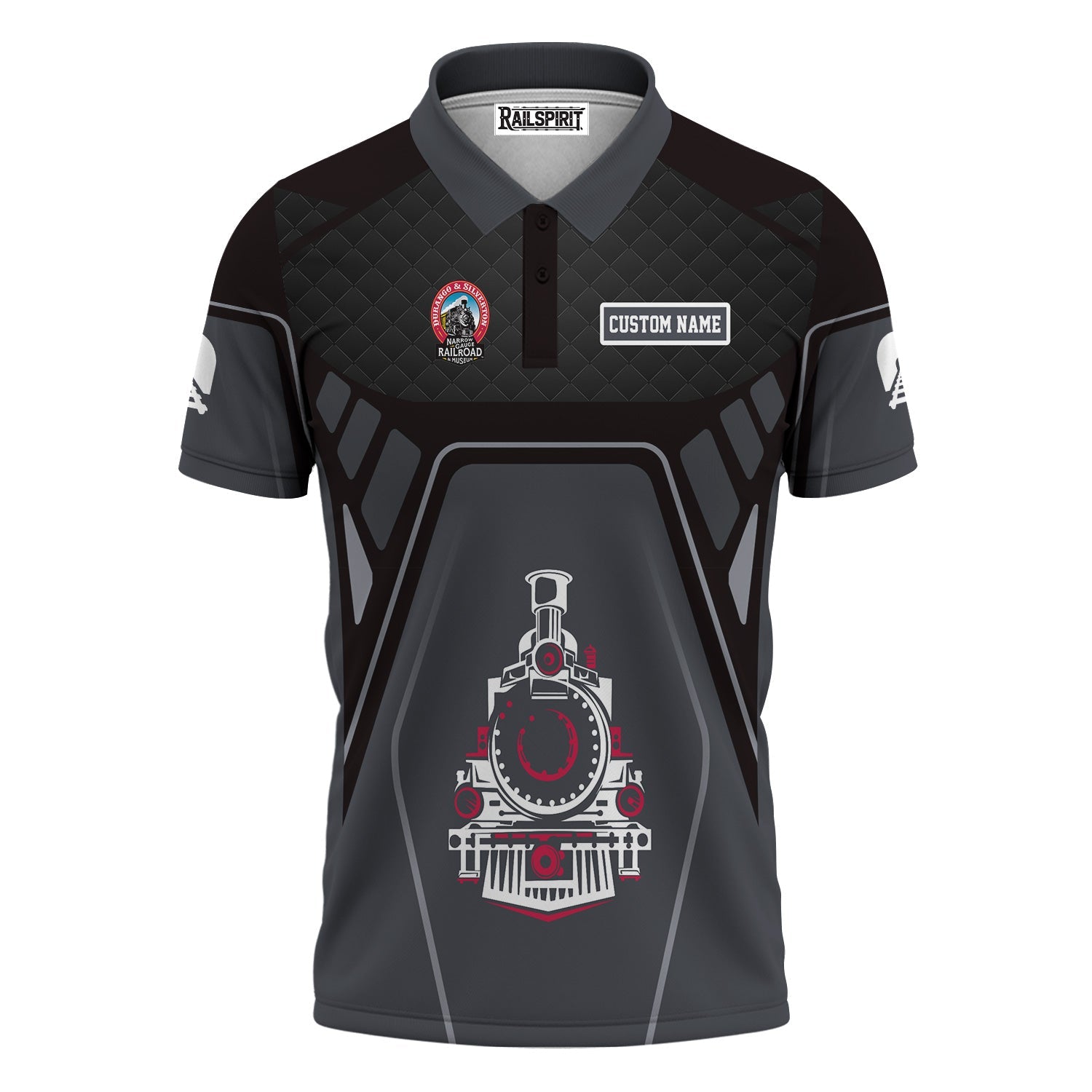 Railspirit Personalized Durango And Silverton Narrow Gauge Railroad Polo Shirt Steam Locomotive Engine Graphic Train Shirt All Over Print