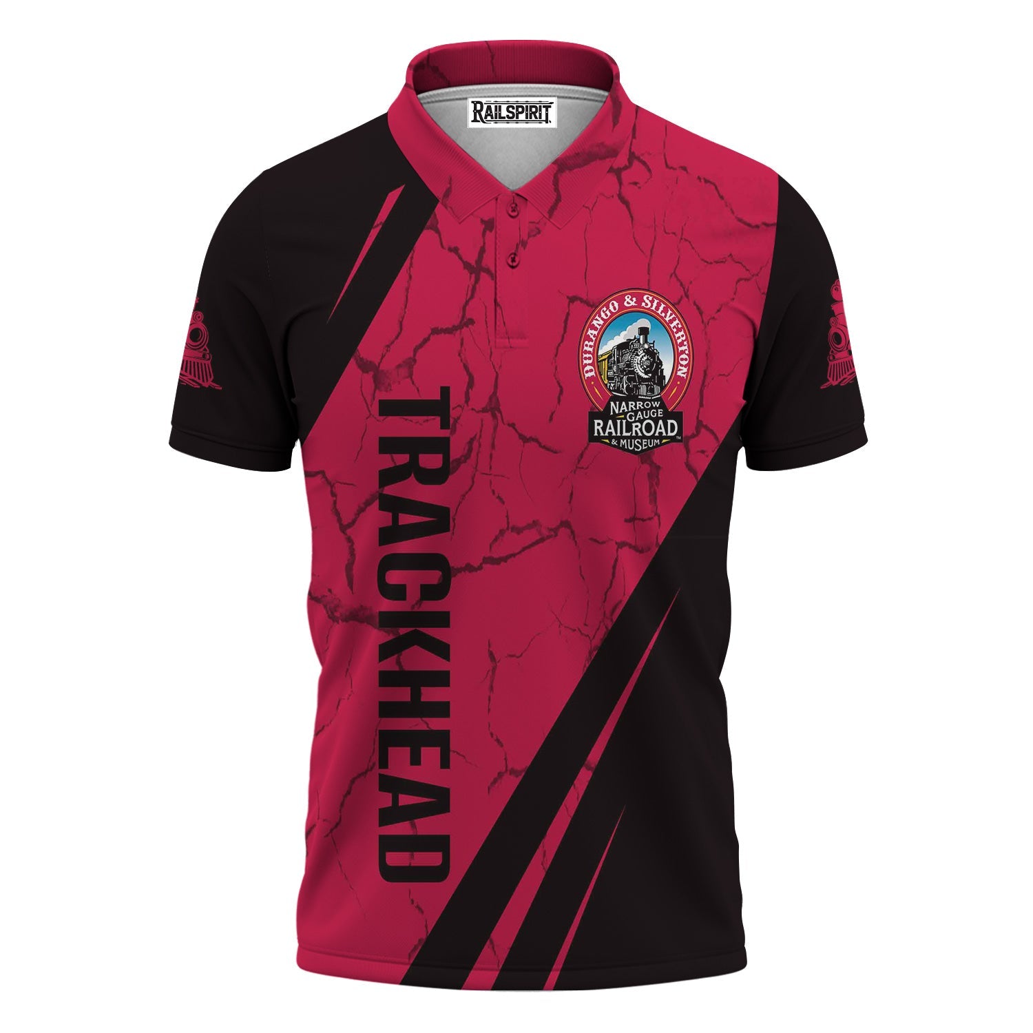 Railspirit Personalized Durango And Silverton Narrow Gauge Railroad Polo Shirt Crackle Texture Style Train Shirt For Trackhead