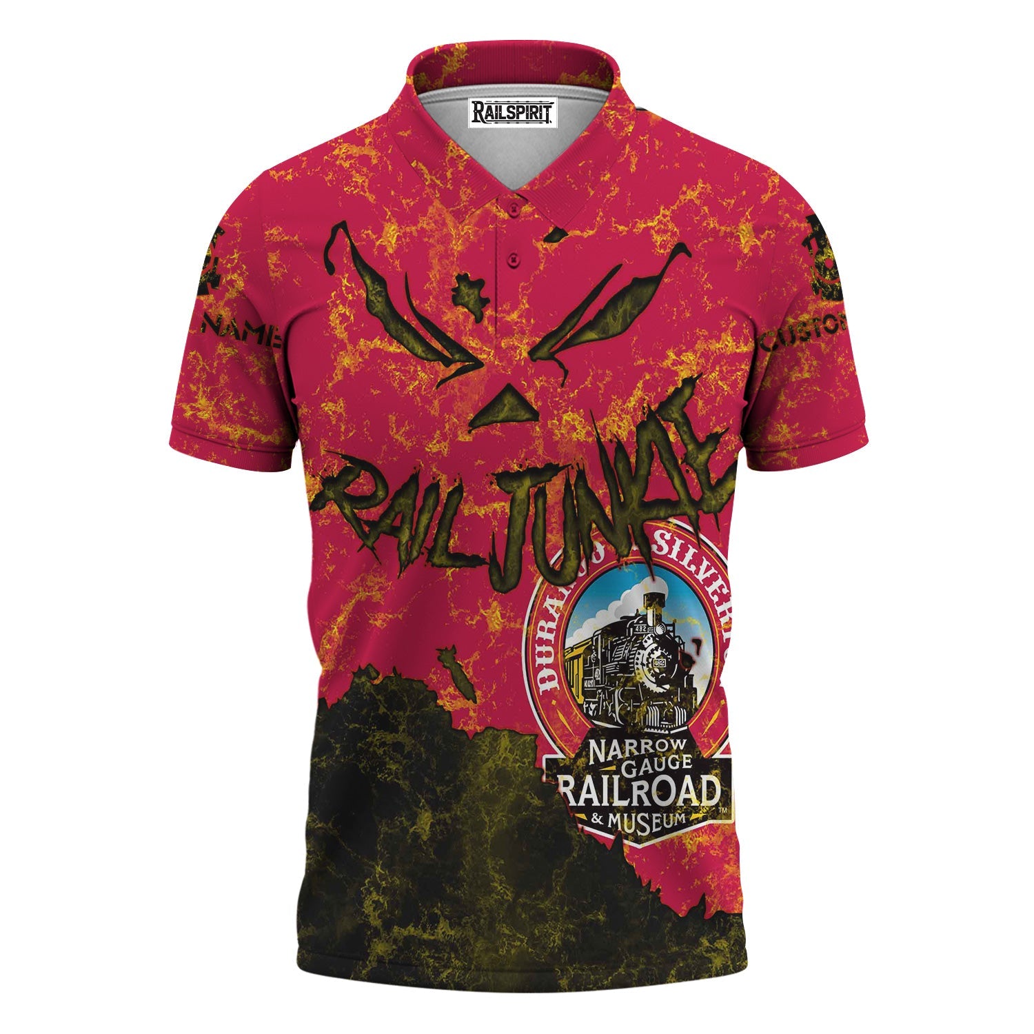 Railspirit Personalized Durango And Silverton Narrow Gauge Railroad Polo Shirt Torn Graphic Style Train Shirt For Rail Junkie