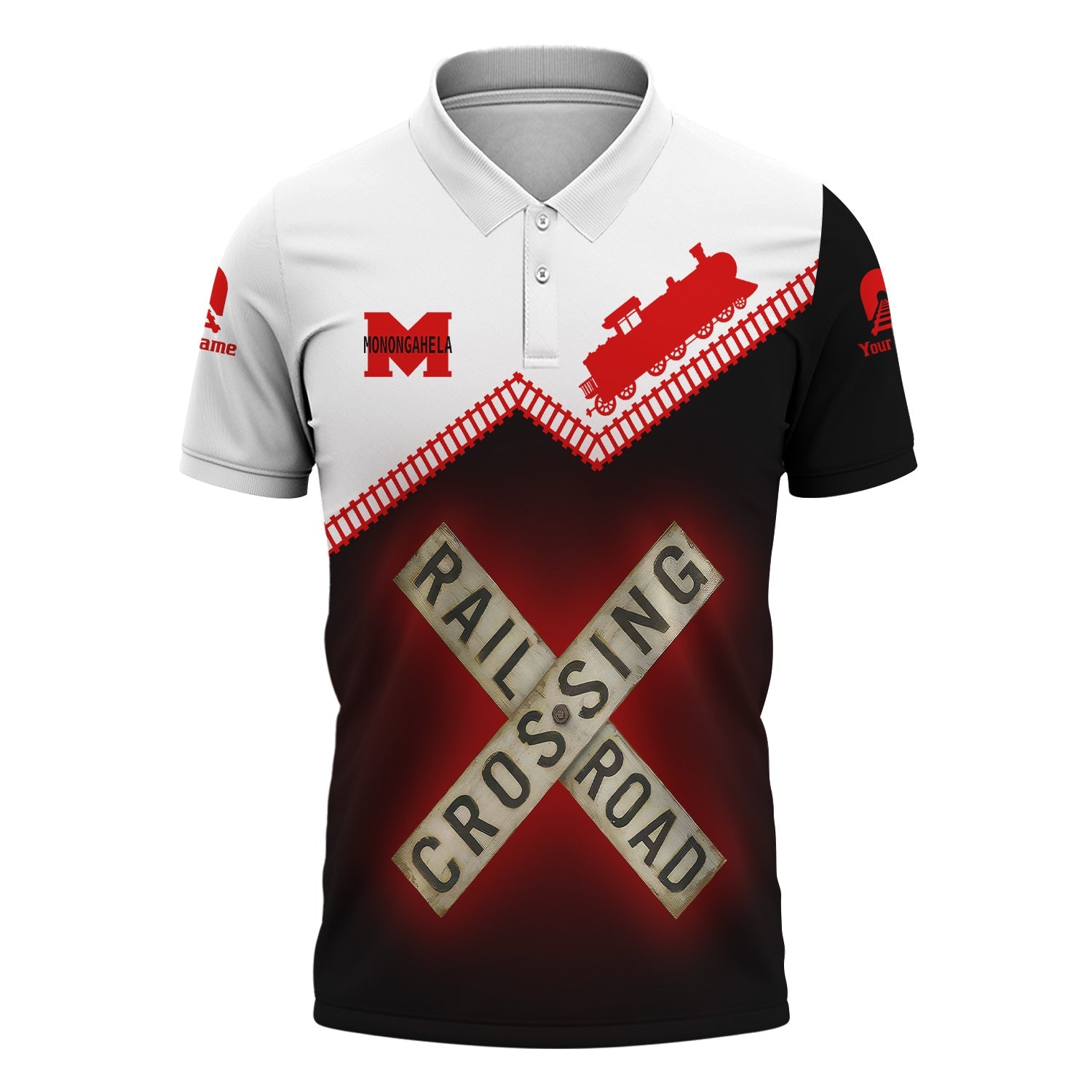 Railspirit Personalized Monongahela Railroad Polo Shirt Railroad Crossing Printed Train Track Shirt