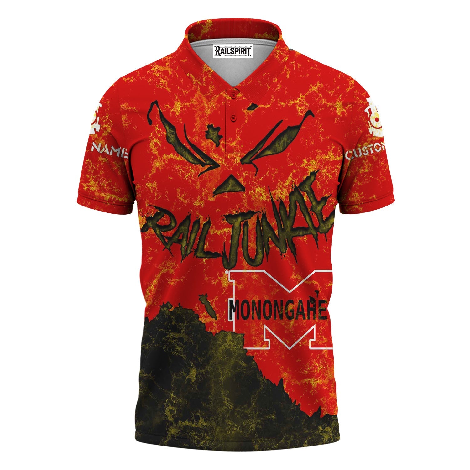Railspirit Personalized Monongahela Railroad Polo Shirt Torn Graphic Style Train Shirt For Rail Junkie