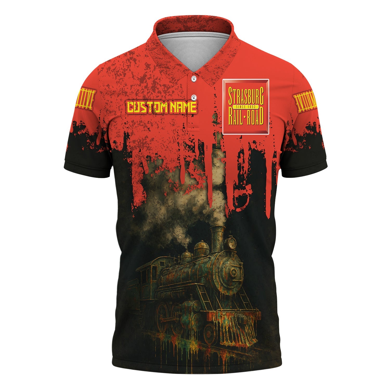 Railspirit Personalized Strasburg Railroad Polo Shirt Vintage Train Art Style Shirt For Locomotive Fans