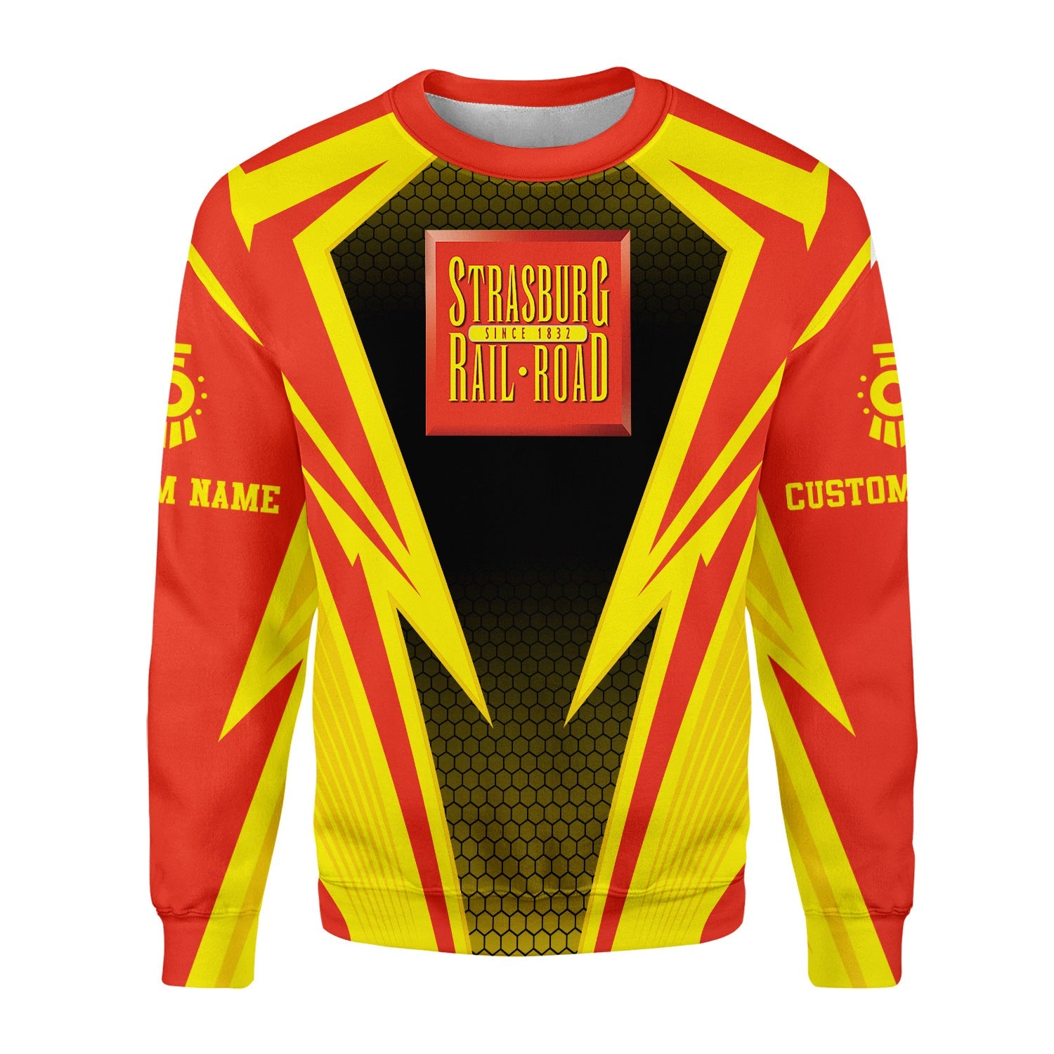 Railspirit Personalized Strasburg Railroad Sweatshirt Lightning Graphic Style Shirt Gift Idea For Train Lover