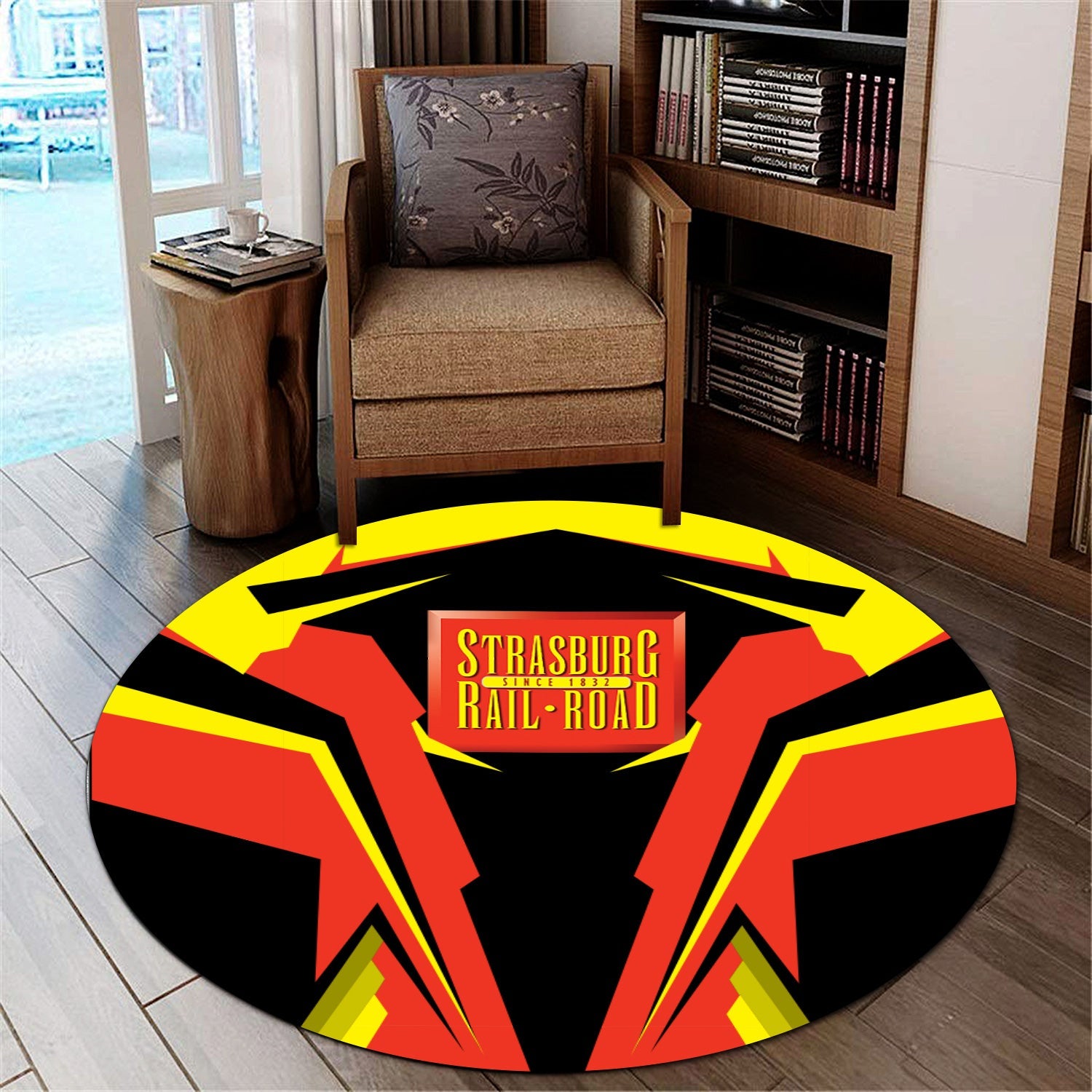Railspirit Strasburg Railroad Round Mat Strong Line Style Rug All Over Print