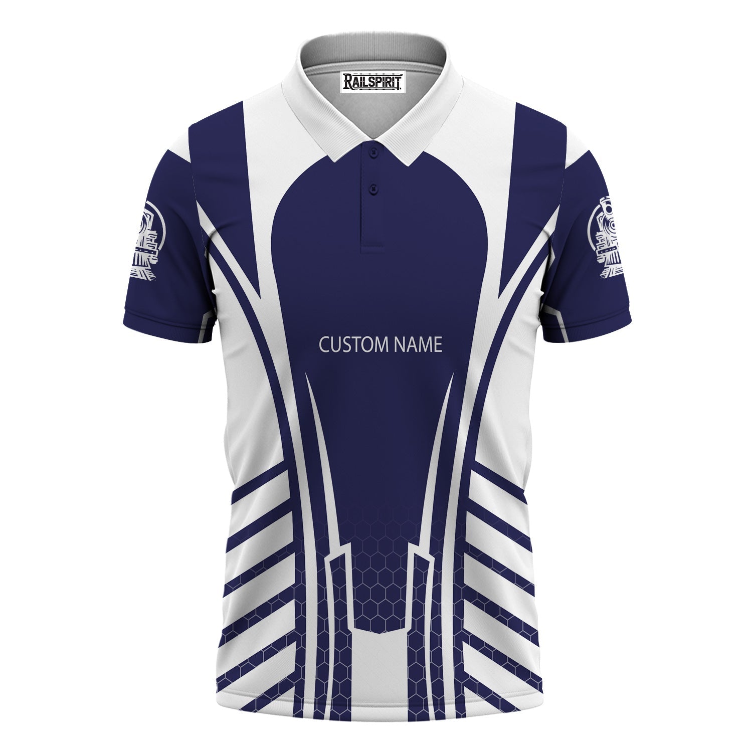 Railspirit Personalized CSX Transportation Railroad Polo Shirt Striped Railroad Style Train Shirt All Over Print