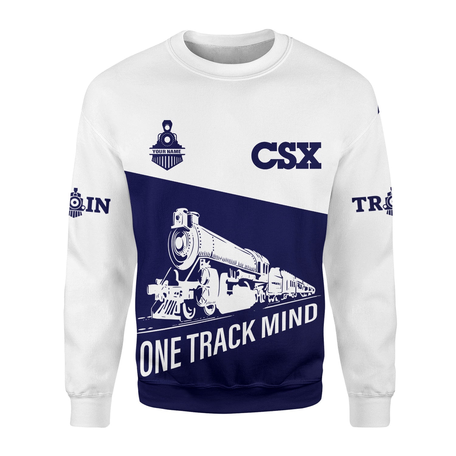 Railspirit Personalized CSX Transportation Railroad Sweatshirt One Track Mind Train Sweater Gift Idea For Train Lover