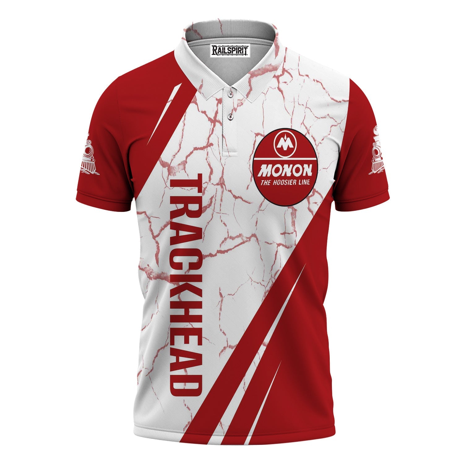 Railspirit Personalized Monon Railroad Polo Shirt Crackle Texture Style Train Shirt For Trackhead