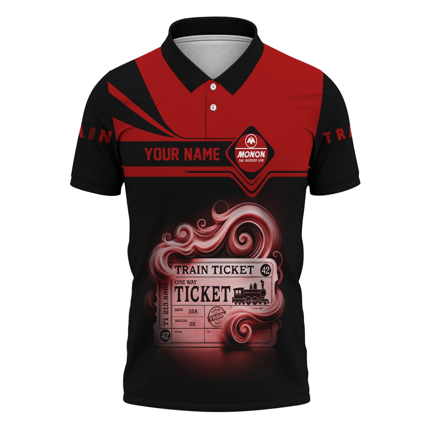 Railspirit Custom Name Monon Railroad Polo Shirt American Train Ticket Printed Shirt