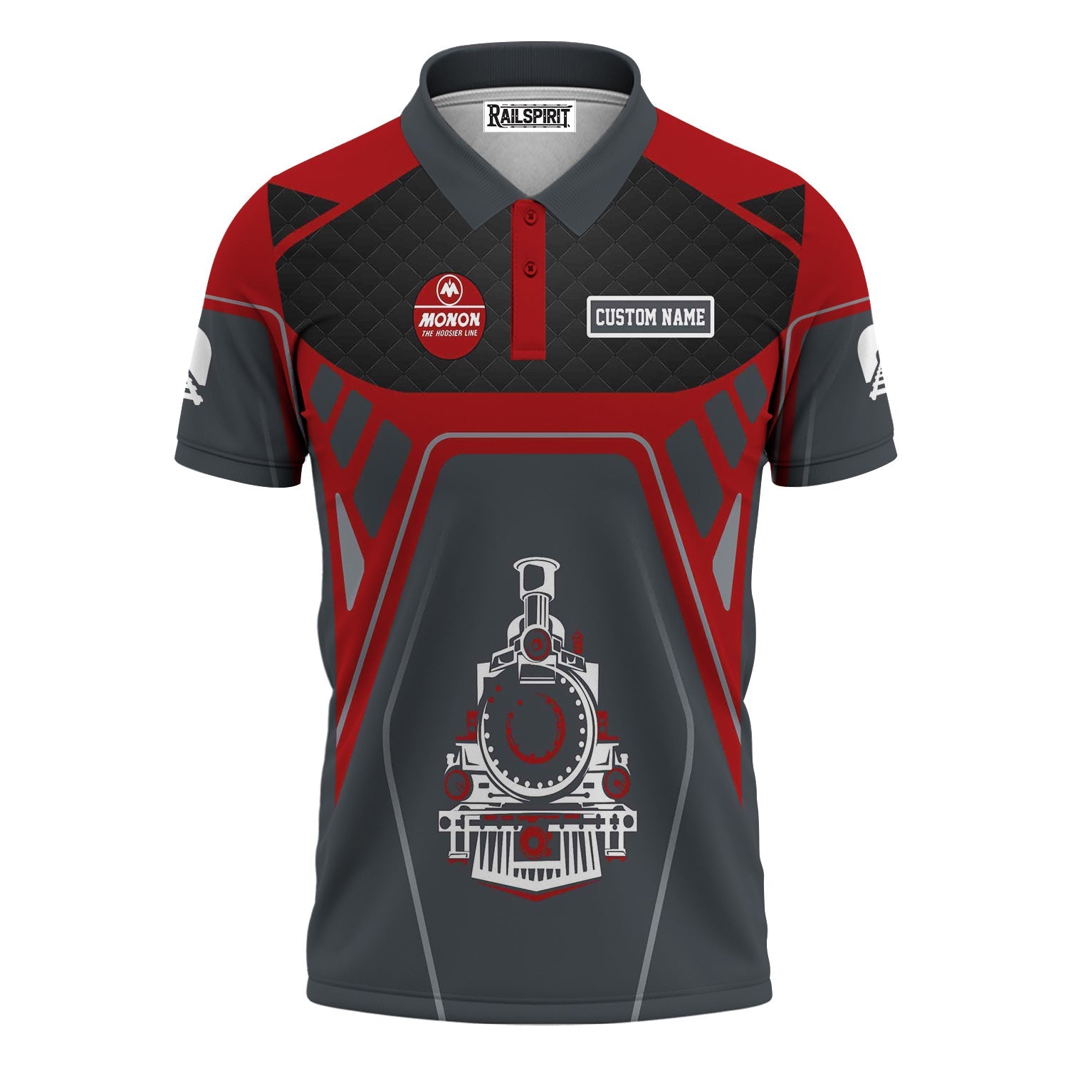 Railspirit Personalized Monon Railroad Polo Shirt Steam Locomotive Engine Graphic Train Shirt All Over Print