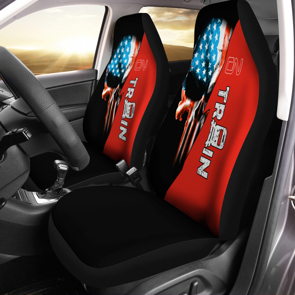 Railspirit Canadian National Railroad Car Seat Cover Train Skull American Flag Style Seat Cover