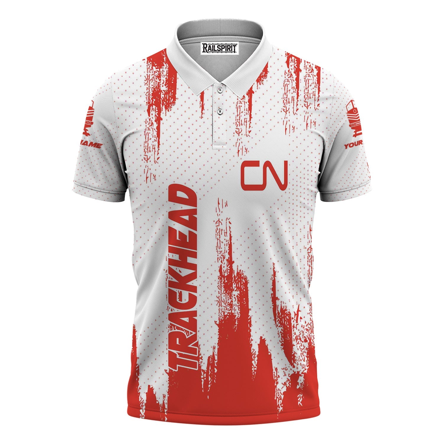Railspirit Personalized Canadian National Railroad Polo Shirt Paint Impact Design Train Shirt for Trackhead