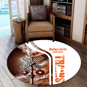 Railspirit Personalized Wheeling And Lake Erie Railroad Round Mat Railroad Crossing Sign Mat All Over Print