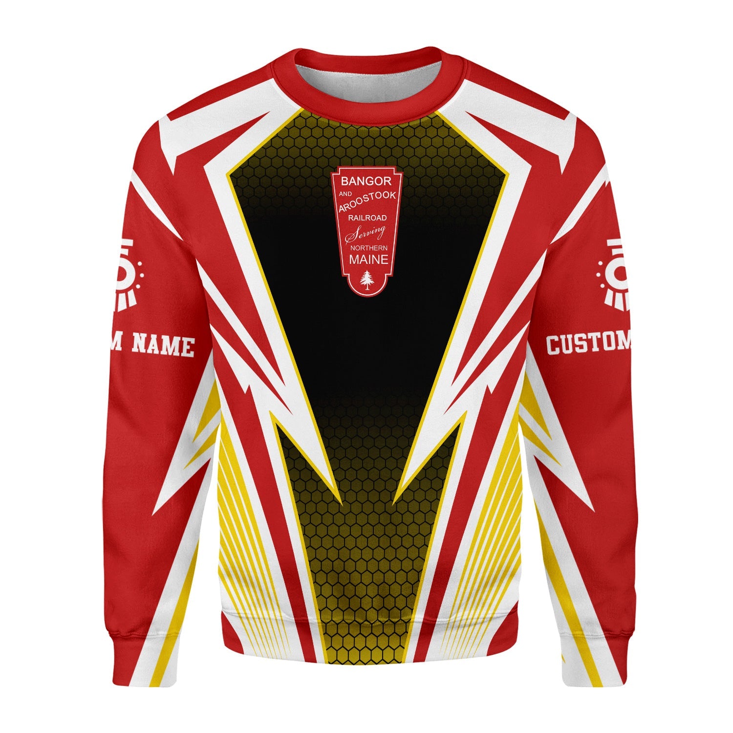 Railspirit Personalized Bangor And Aroostook Railroad Sweatshirt Lightning Graphic Style Shirt Gift Idea For Train Lover