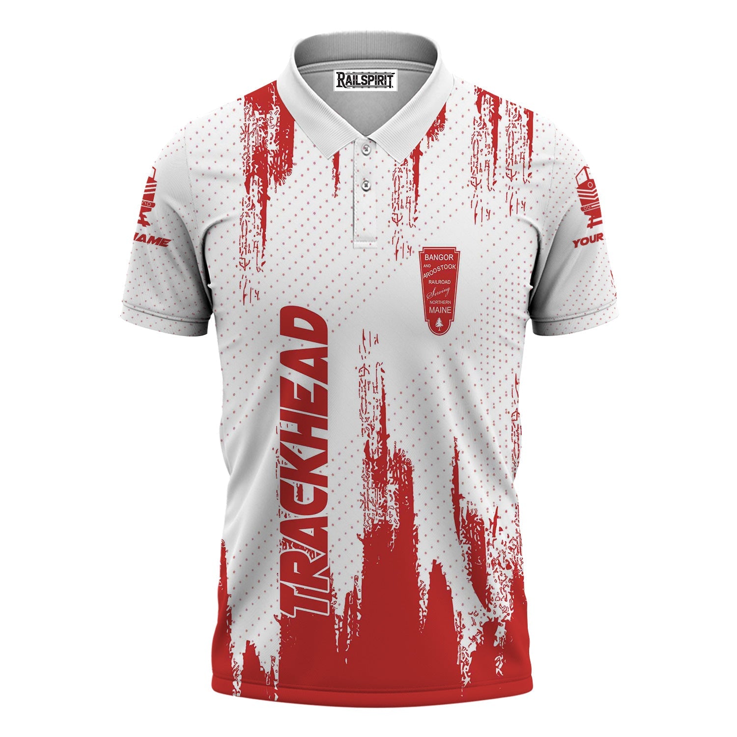 Railspirit Personalized Bangor And Aroostook Railroad Polo Shirt Paint Impact Design Train Shirt for Trackhead