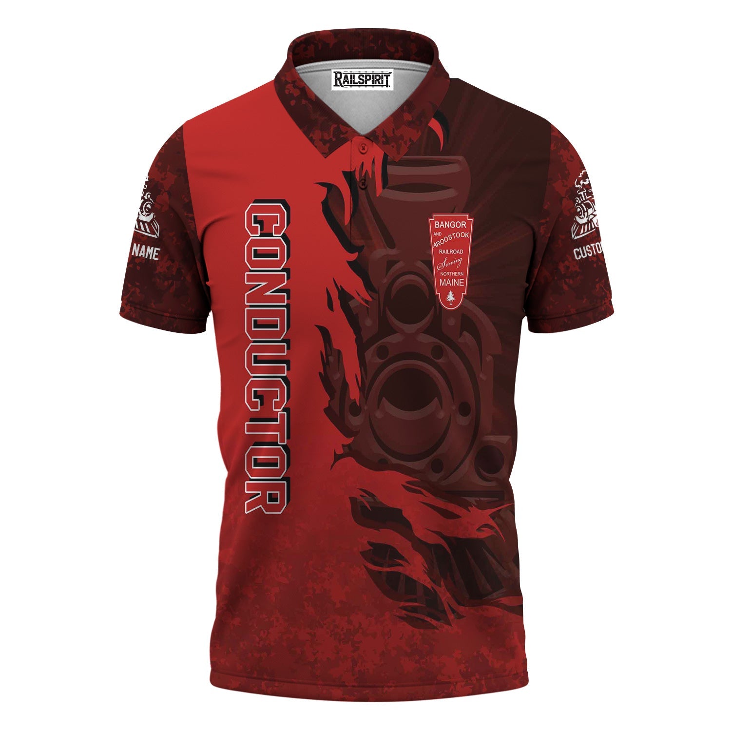 Railspirit Personalized Bangor And Aroostook Railroad Polo Shirt Blazing Style with Custom Position Train Shirt