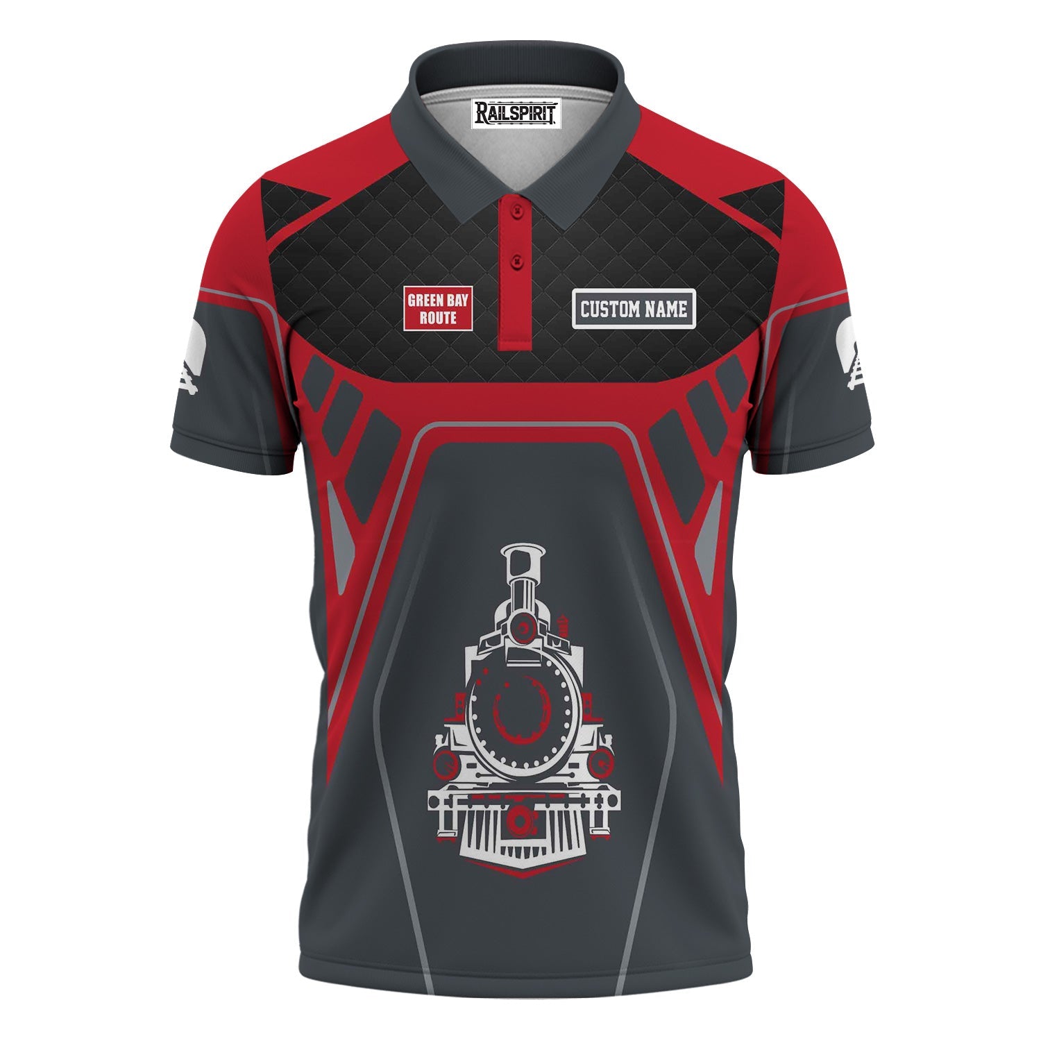 Railspirit Personalized Green Bay & Western Railroad Polo Shirt Steam Locomotive Engine Graphic Train Shirt All Over Print