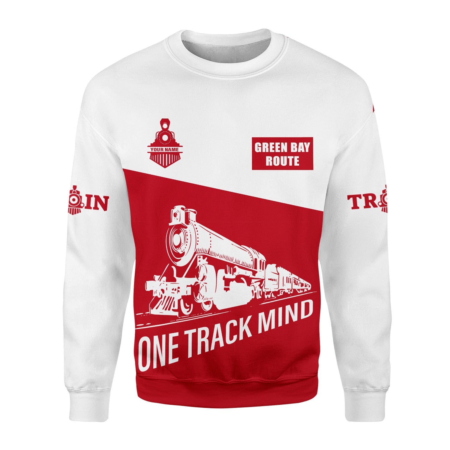 Railspirit Personalized Green Bay & Western Railroad Sweatshirt One Track Mind Train Sweater Gift Idea For Train Lover