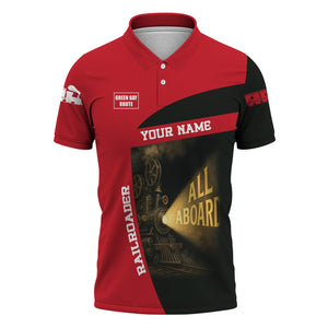 Railspirit Personalized Green Bay & Western Railroad Polo Shirt All Aboard Steam Train Movie Projector Style Shirt
