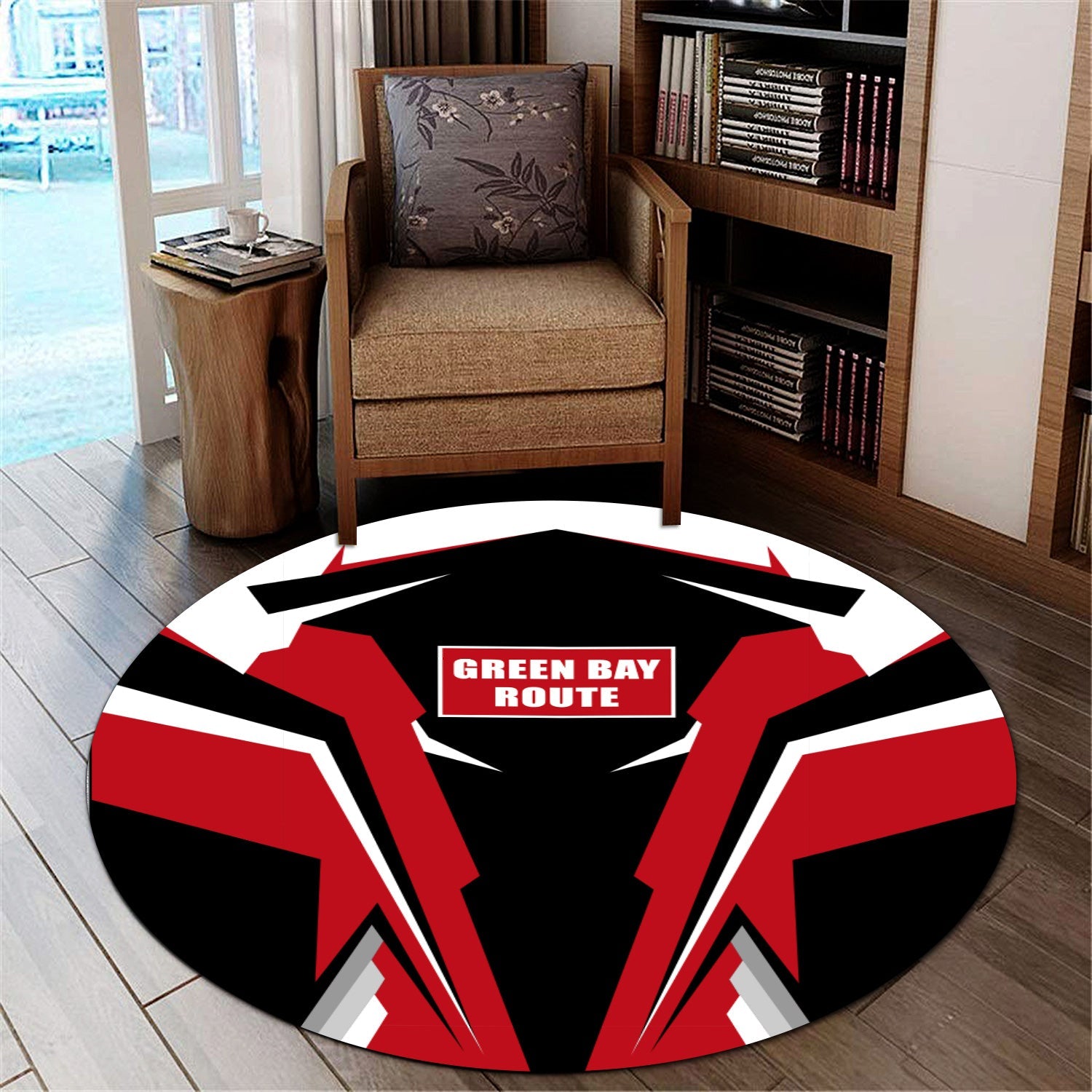 Railspirit Green Bay & Western Railroad Round Mat Strong Line Style Rug All Over Print