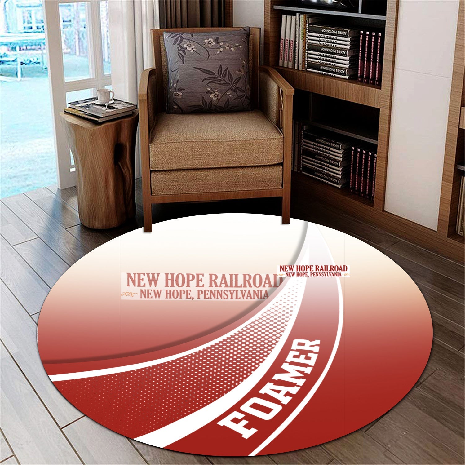 Railspirit New Hope Railroad Round Mat Railway-Themed Style Mat Gift Idea For Trainspotter