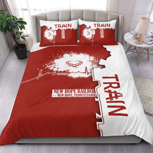 Railspirit New Hope Railroad Bedding Set Engine Heartbeat and Track Love Style Bedding Set Gift Idea For Train Lovers