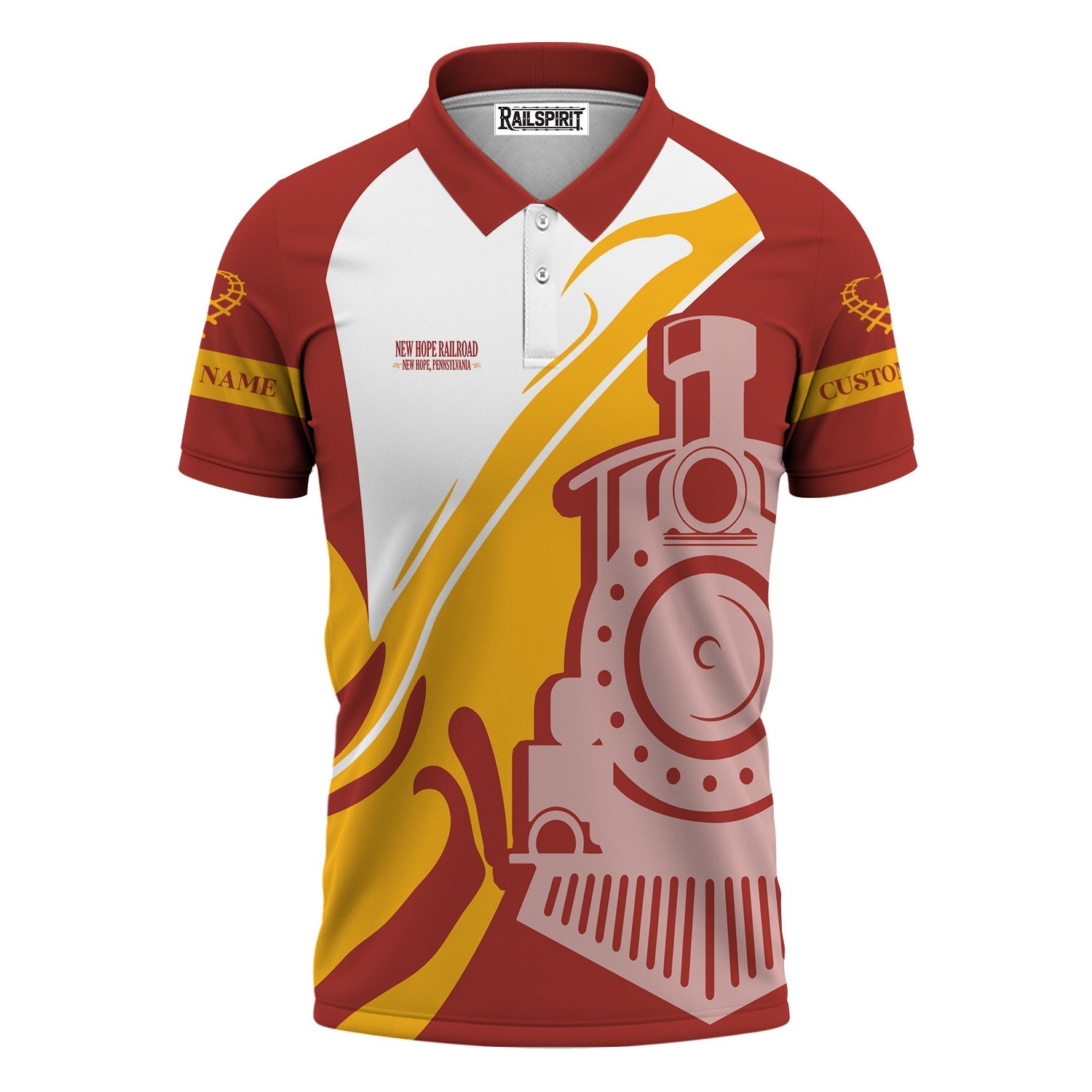 Railspirit Personalized New Hope Railroad Polo Shirt Flame-Inspired Style Shirt Gift Idea For Train Lovers