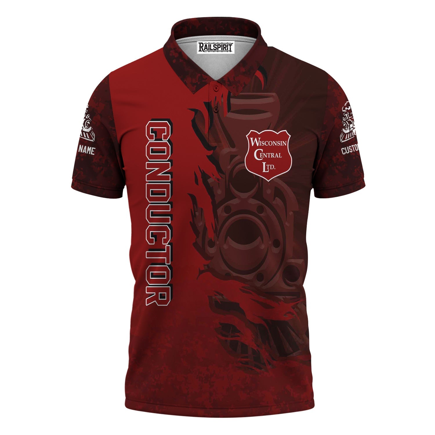 Railspirit Personalized Wisconsin Central Ltd Railroad Polo Shirt Blazing Style with Custom Position Train Shirt