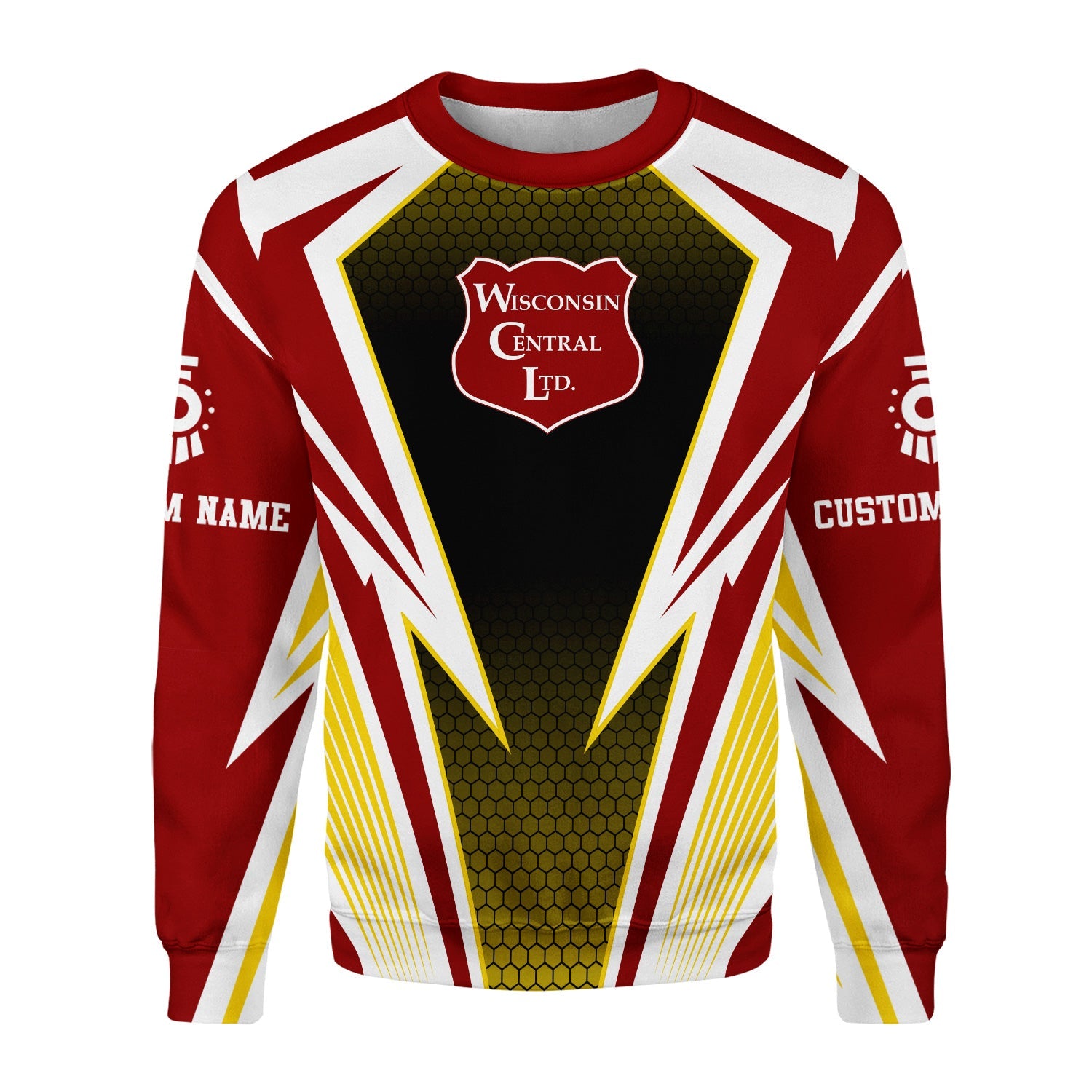 Railspirit Personalized Wisconsin Central Ltd Railroad Sweatshirt Lightning Graphic Style Shirt Gift Idea For Train Lover