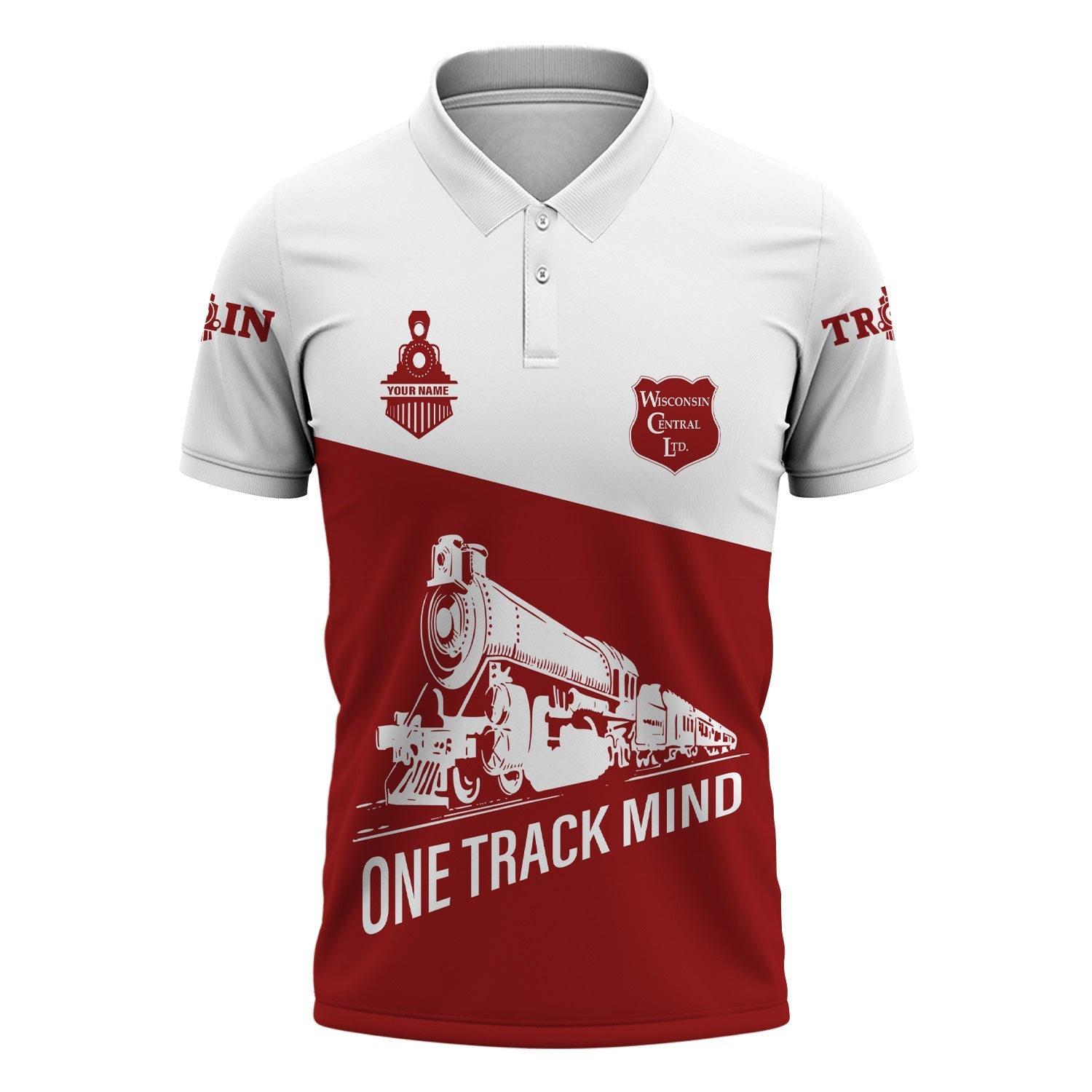 Railspirit Personalized Wisconsin Central Ltd Railroad Polo Shirt One Track Mind Unisex Train Shirt Gift Idea For Train Lover
