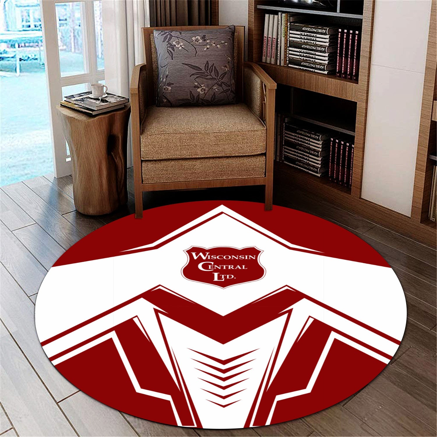 Railspirit Wisconsin Central Ltd Railroad Round Mat Railway Trainspotter Style Mat Gift Idea For Foamers