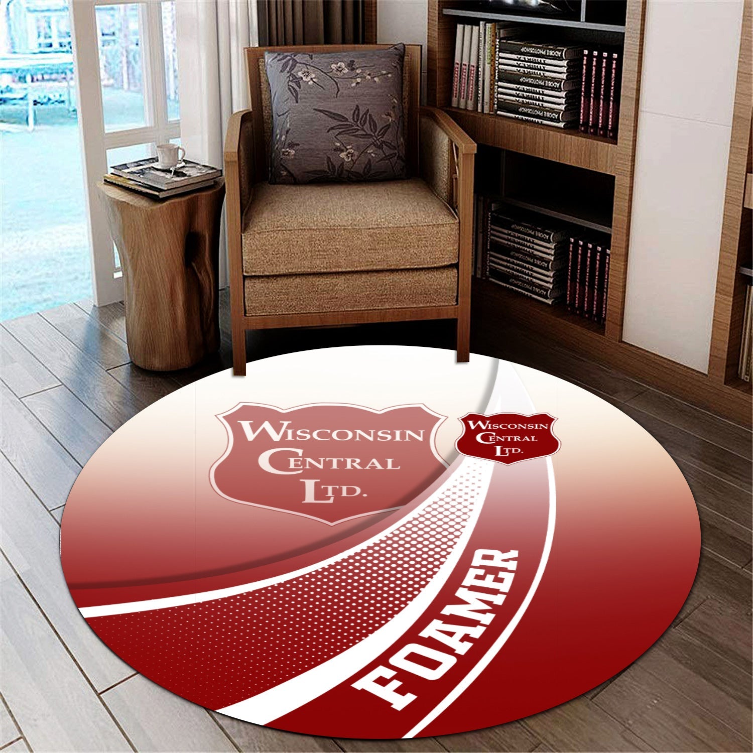 Railspirit Wisconsin Central Ltd Railroad Round Mat Railway-Themed Style Mat Gift Idea For Trainspotter