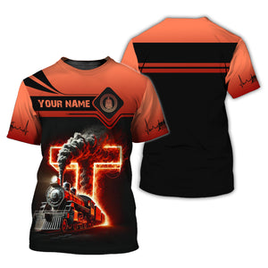 Railspirit Personalized Train Shirt Vintage Locomotive Fire & Steam T-Shirt for Train Fans